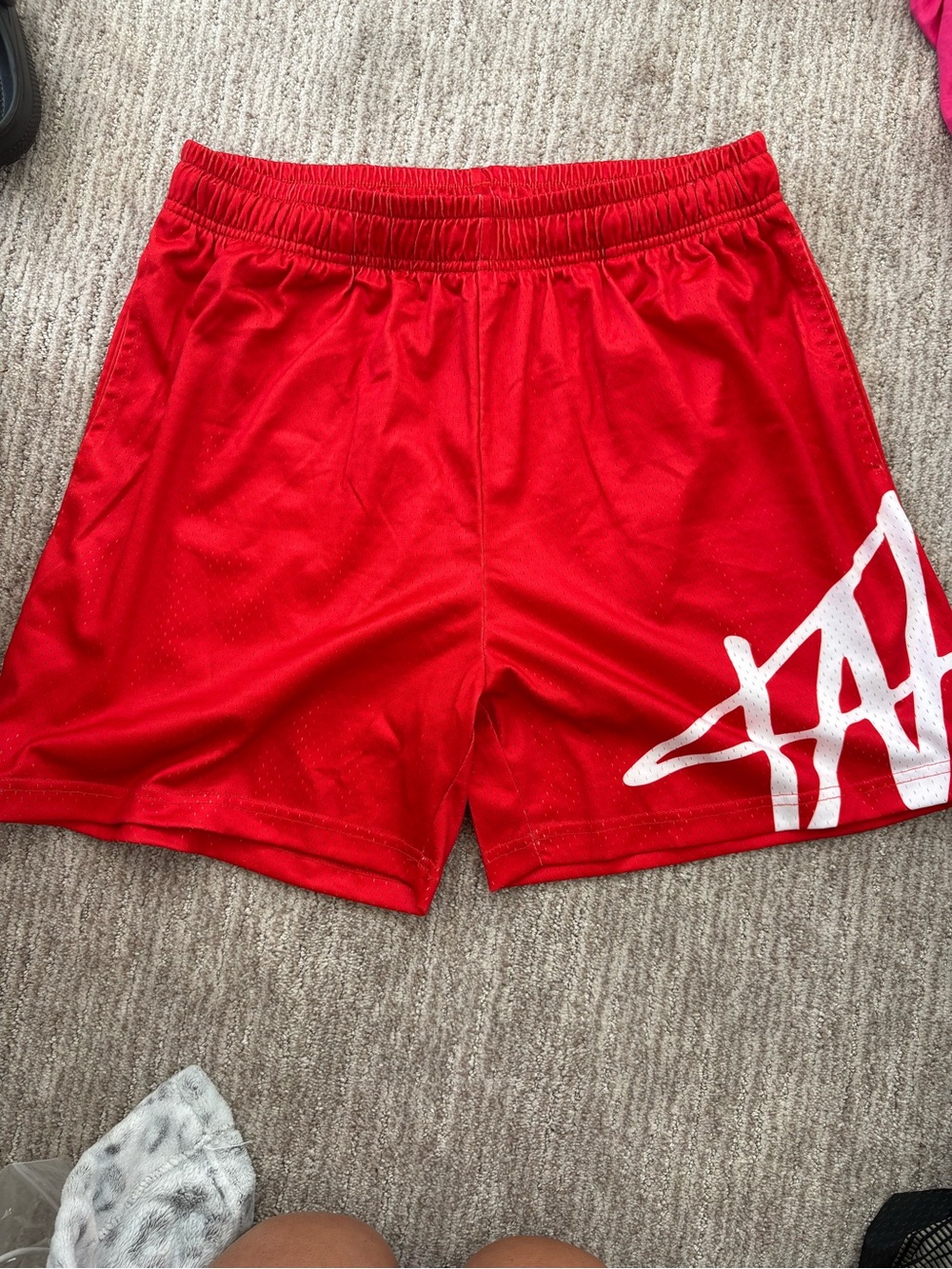 W-Labs Core Mesh Men's Red Athletic Shorts with White Graphic